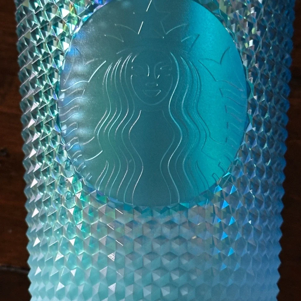 Starbucks Blue/Aqua Studded Gradient Ombre Tumbler Cup 24oz.
